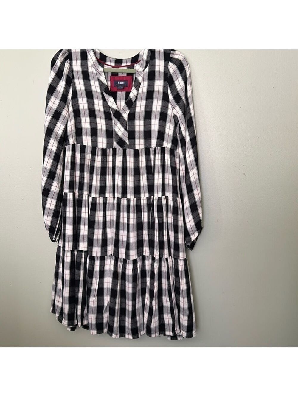 Anthropologie Maeve Amber Plaid Tiered Dress